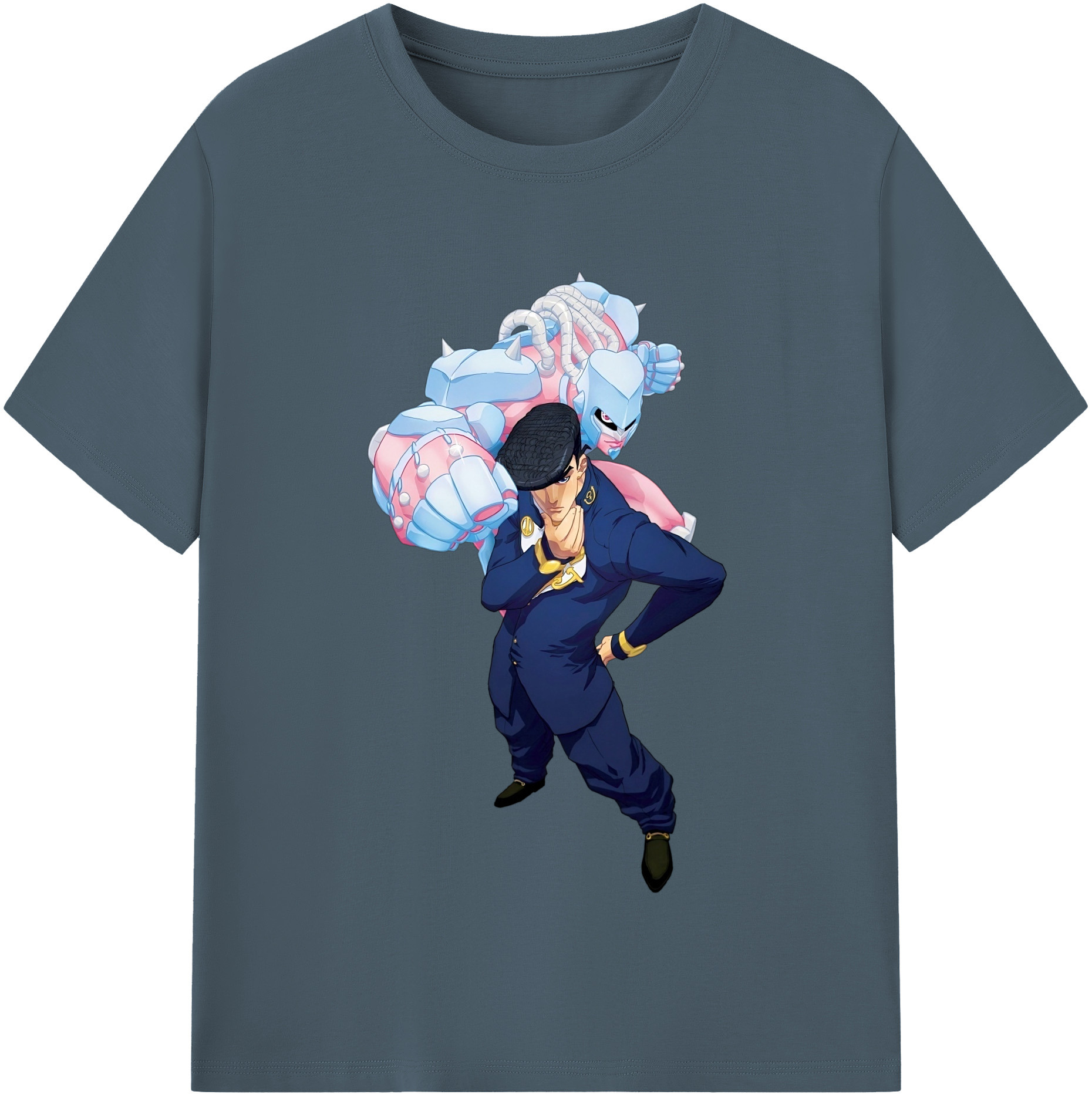 （画像用） ジョジョの奇妙な冒険 ひがしかた じょうすけ JoJo's Bizarre Adventure Higashikata Josuke 綿100％半袖Tシャツ（フロントプリント）